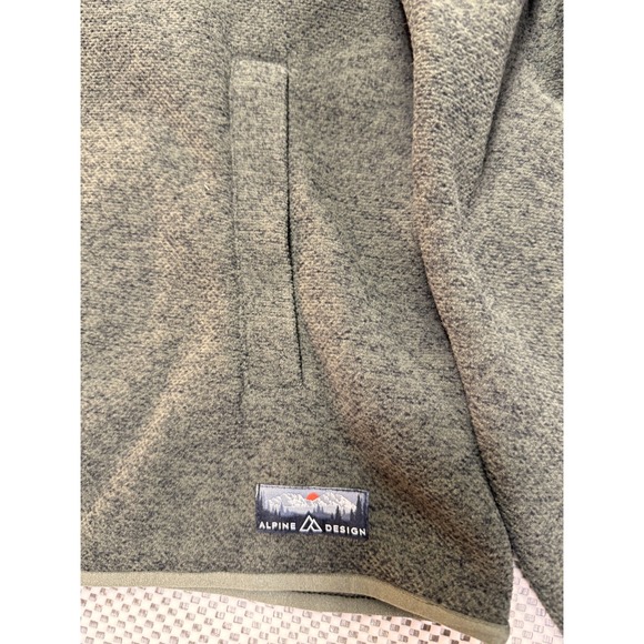 Alpine Design Men's Green Fleece Pullover Snap Neck Pocket Sweatshirt L - Picture 6 of 8